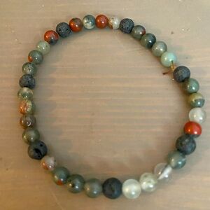 African bloodstone bead bracelet handmade